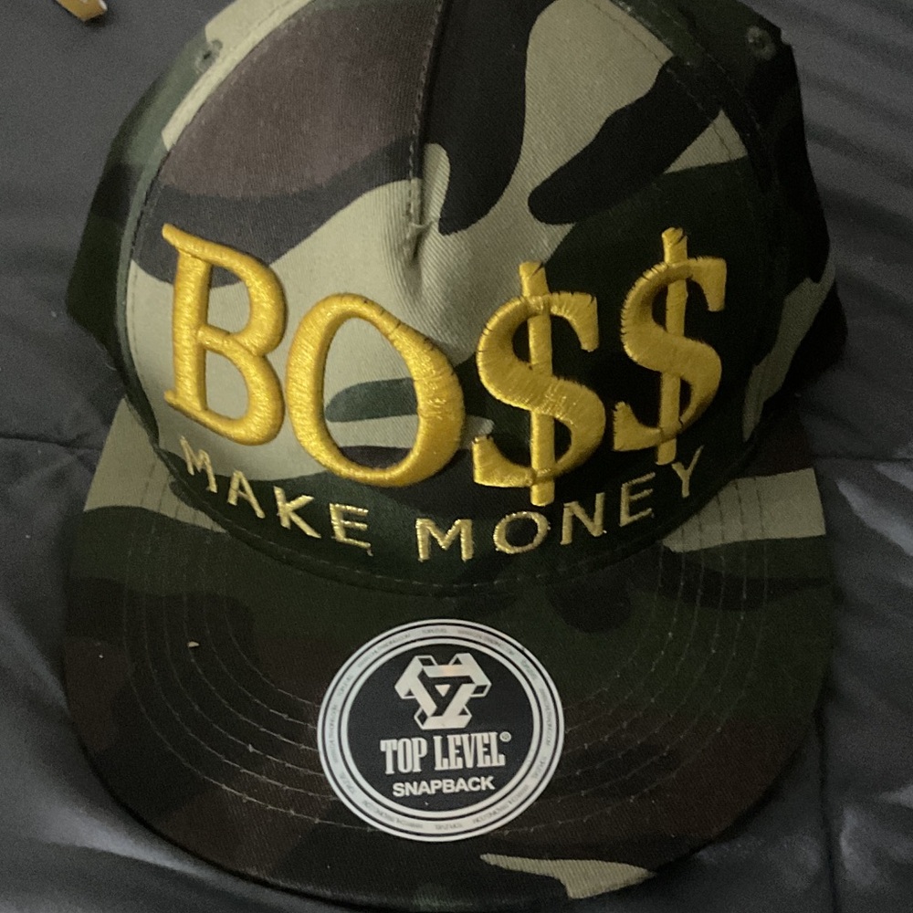 Top Level Camo Snapback Hat - Green and Gold
